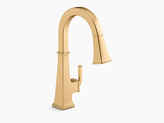 Kohler Riff 16" Contemporary Pull Down Single Handle Kitchen Faucet Vibrant Brushed Brass