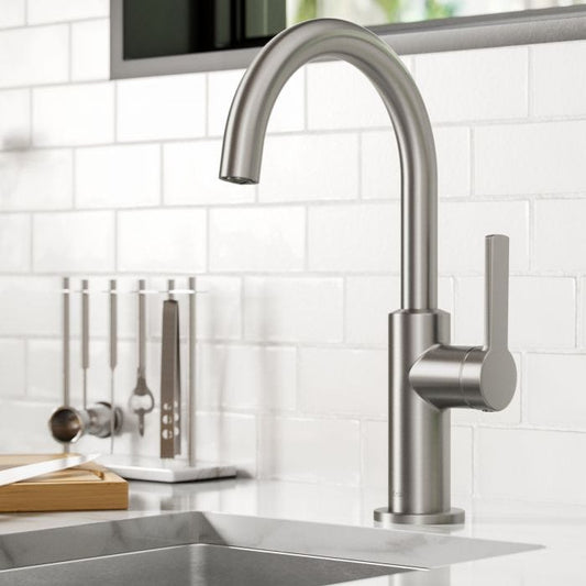Kraus Oletto Single Handle Kitchen Bar Faucet in Spot Free Stainless Steel KPF-2822SFS