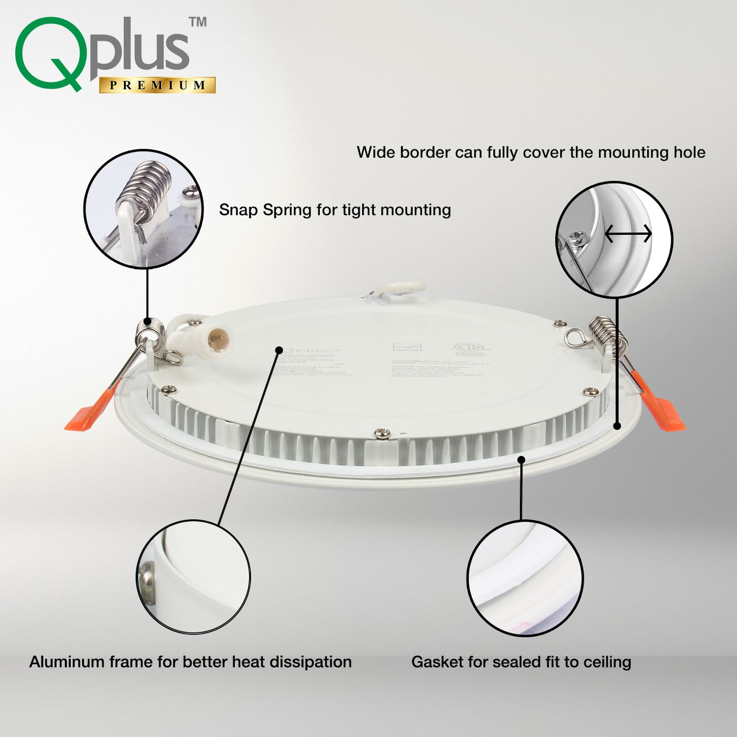 Qplus Dot Lighting Luminaire encastré à panneau mince à DEL de 6 po