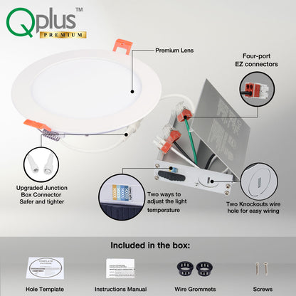 Qplus Dot Lighting Luminaire encastré à panneau mince à DEL de 6 po