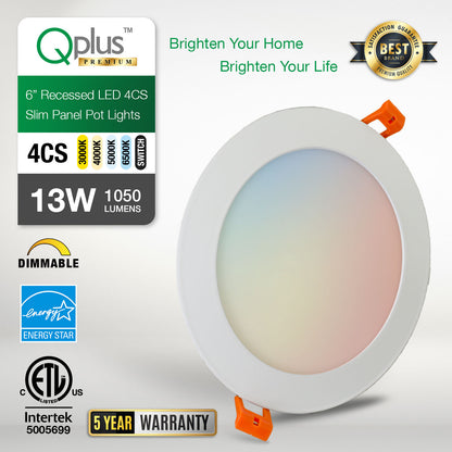 Qplus Dot Lighting 6" Recessed LED Slim Panel Pot Light