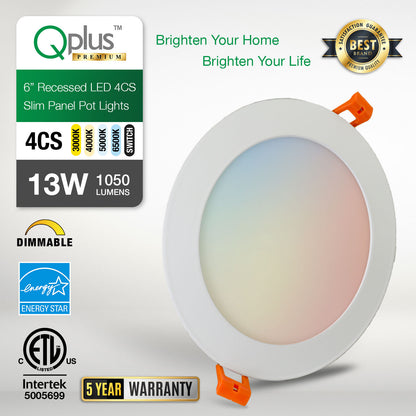 Qplus Dot Lighting Luminaire encastré à panneau mince à DEL de 6 po