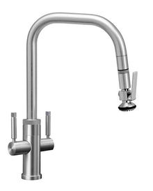 Waterstone Two Handle Fulton Industrial Plp Pulldown Faucet – Angled Spout – Lever Sprayer (10272)