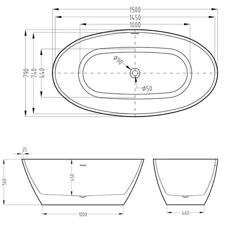 Kodaen EGG PLUS One Piece Freestanding Bathtub