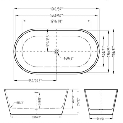 Kodaen ALLURE One Piece Freestanding Bathtub