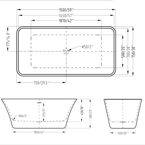 Kodaen BLOSSOM One Piece Freestanding Bathtub