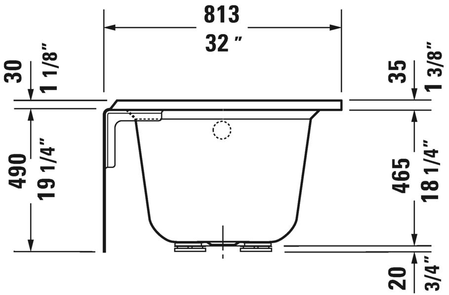 Duravit Bathtub With Tile Flange And Apron 60x32, LH, White (19 1/4") - 700354000000090
