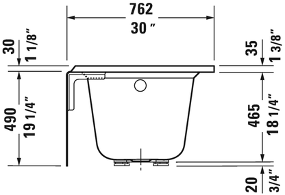 Duravit Bathtub With Tile Flange And Apron 60x30, RH, White (19 1/4") - 700355000000090