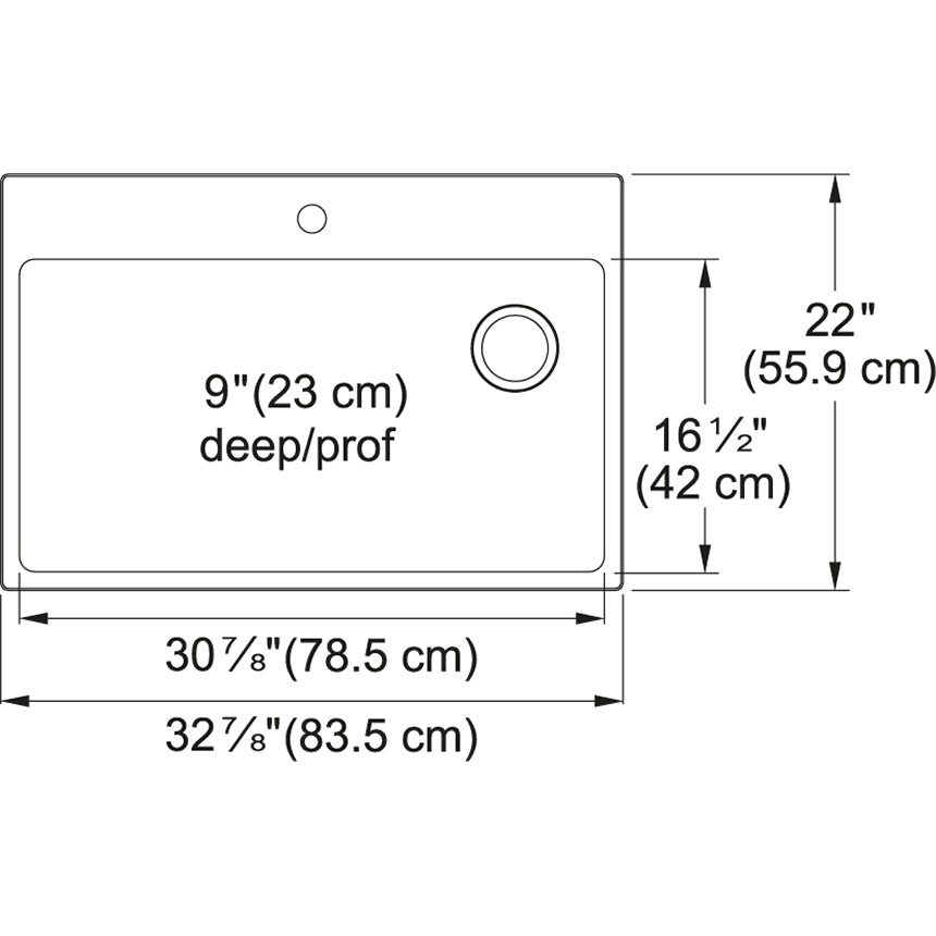 Kindred Brookmore 32.87" x 22" Drop in Single Bowl Single Hole Stainless Steel Kitchen Sink - Renoz