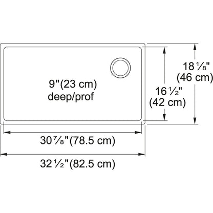 Kindred Brookmore 32.5" x 18.12" Undermount Single Bowl Stainless Steel Kitchen Sink - Renoz