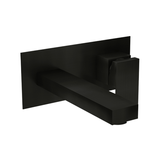 Rubi Quatro 9" Wide Wall Mount Bathroom Sink Faucet- Matte Black