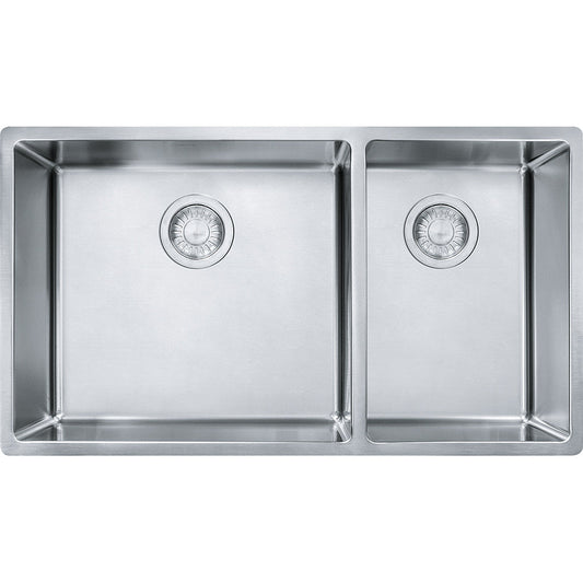 Franke Cube 31.56" x 17.75" Under Mount Double Bowl 18 Gauge Stainless Steel Kitchen Sink - Renoz