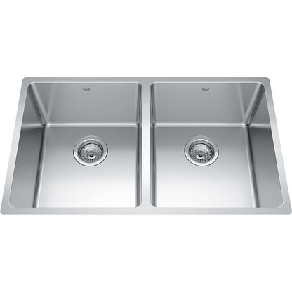 Kindred Brookmore 30.5" x 18.12" Drop-In Undermount Kitchen Sink, 2 Bowls, Stainless Steel - Renoz