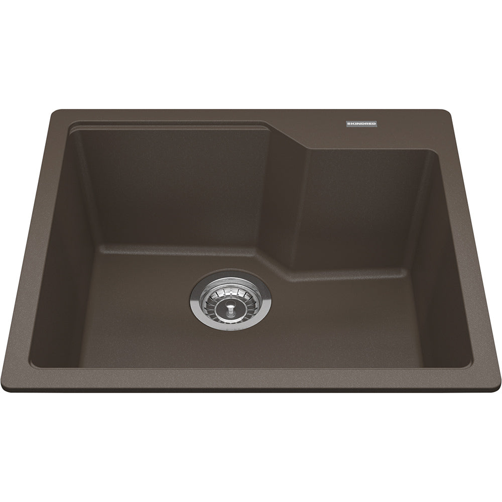 Kindred Granite 22" x 19.68" Drop-in Single Bowl Kitchen Sink Granite Storm - Renoz