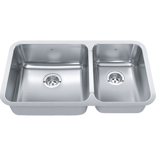 Kindred Steel Queen 32.87" x 18.75" Double Bowl Undermount 20 Gauge Kitchen Sink Stainless Steel - Renoz