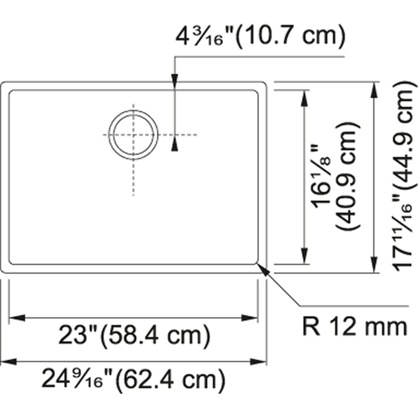 Franke Cube 24.56" x 17.68" 18 Gauge Stainless Steel Undermount Single Bowl Kitchen Sink - Renoz