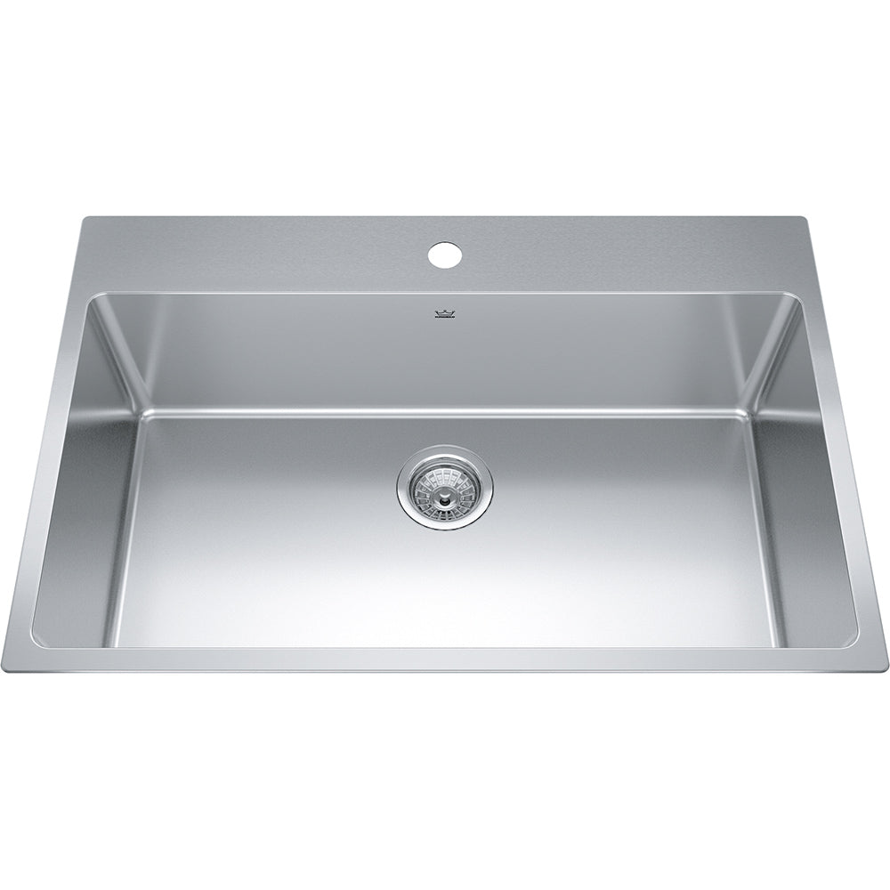 Kindred Brookmore 32.87" x 22" Drop in Single Bowl Single Hole Stainless Steel Kitchen Sink - Renoz