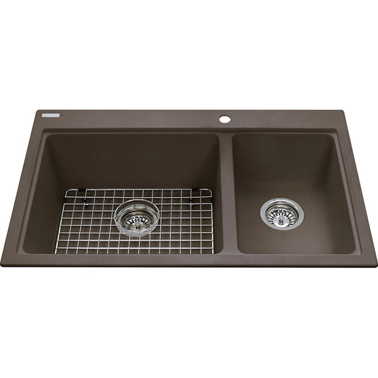 Kindred Mythos 31.56" x 20.5" Double Bowl Drop-in Granite Sink Granite Storm - Renoz