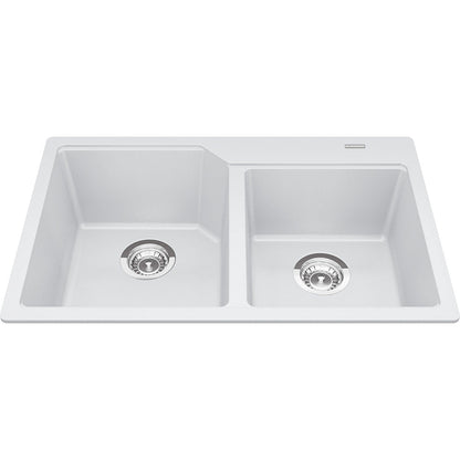 Kindred Granite Series 30.69" x 19.69" Drop in Double Bowl Granite Kitchen Sink in Polar White - Renoz