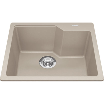 Kindred Granite Series 22" x 19.68" Drop In Single Bowl Granite Kitchen Sink in Champagne - Renoz