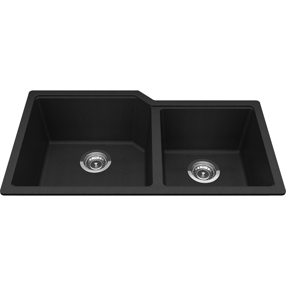 Kindred Granite 34" x 19.68" Undermount Double Bowl Kitchen Sink Onyx - Renoz