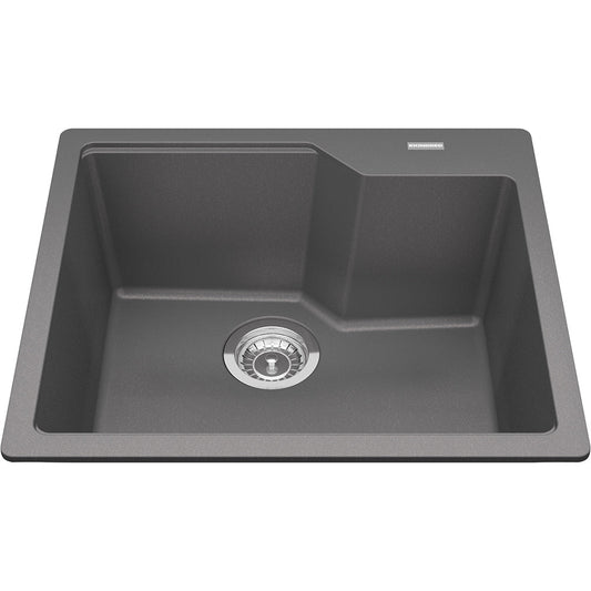 Kindred Granite 22" x 19.68" Drop-in Single Bowl Kitchen Sink Shadow Grey - Renoz