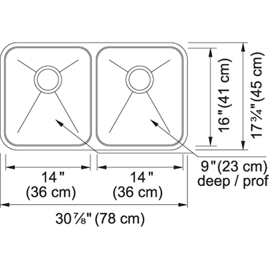 Kindred 30.87" x 17.75" Double Bowl Undermount Sink With Bottom Grid and Waste Fittings Stainless Steel - Renoz