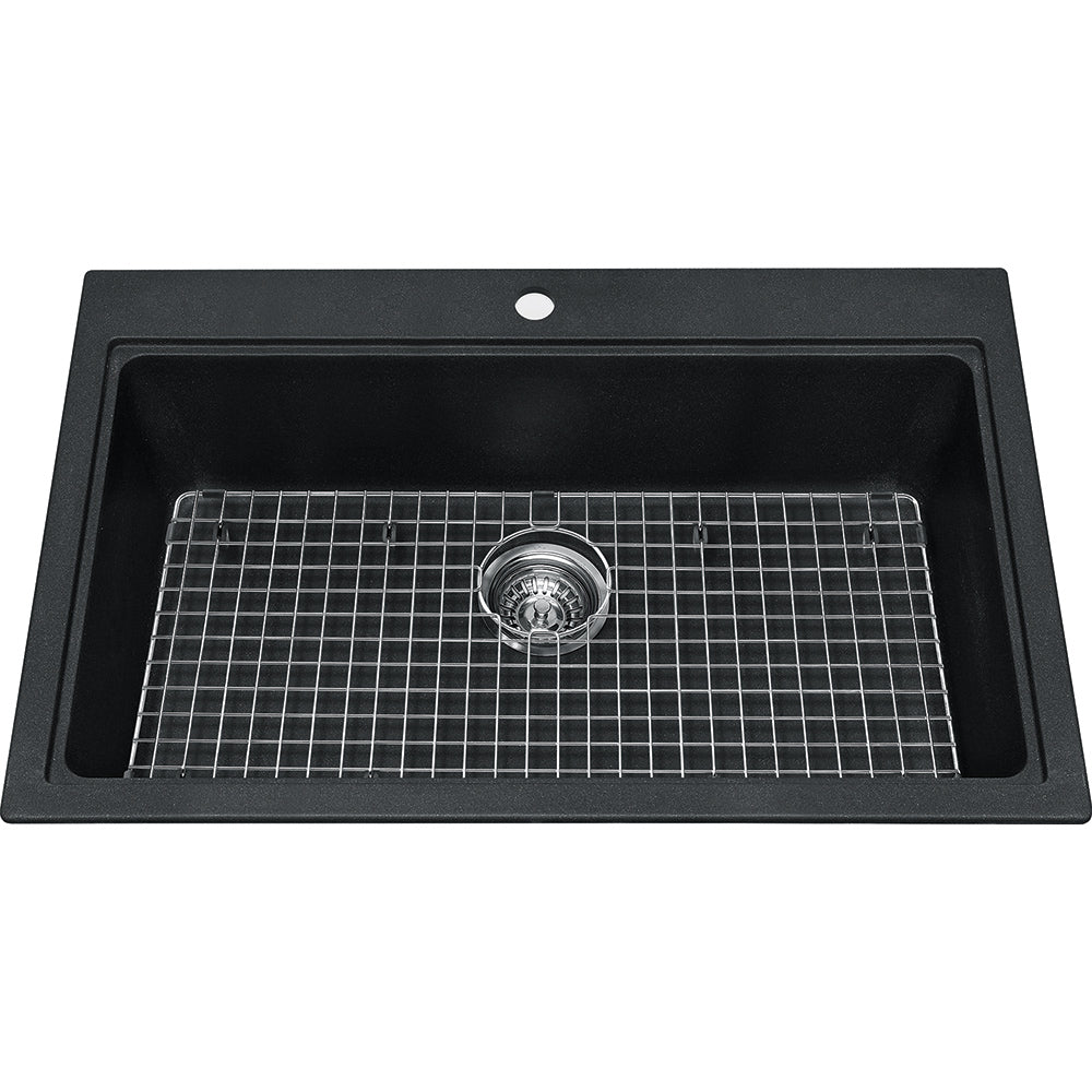 Kindred Mythos 31.56" x 20.5" Single Bowl Drop-in Granite Sink - Onyx - Renoz