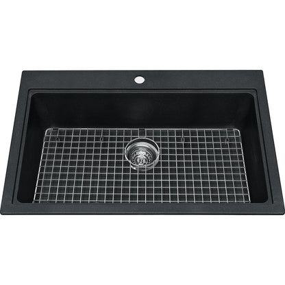 Kindred Mythos 31.56" x 20.5" Single Bowl Drop-in Granite Sink - Onyx - Renoz