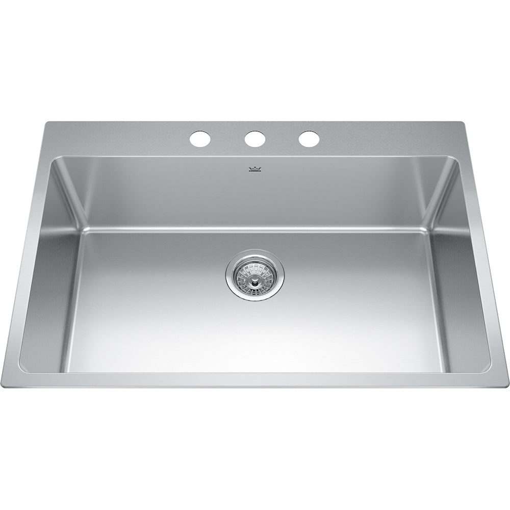 Kindred Brookmore 30.87" x 20.87" Drop in Single Bowl Stainless Steel Kitchen Sink (3 Hole Cut) - Renoz