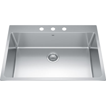 Kindred Brookmore 30.87" x 20.87" Drop in Single Bowl Stainless Steel Kitchen Sink (3 Hole Cut) - Renoz