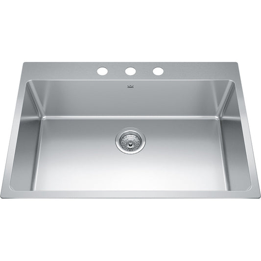 Kindred Brookmore 30.87" x 20.87" Drop in Single Bowl Stainless Steel Kitchen Sink (3 Hole Cut) - Renoz