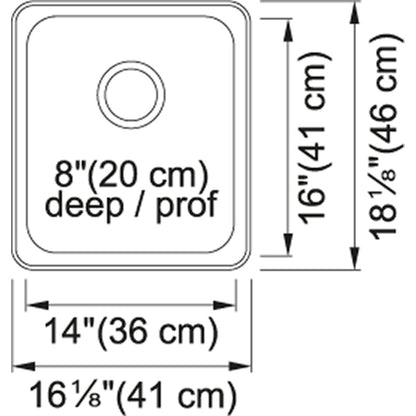 Kindred Single Bowl 16.12" x 18.12" Drop-in Prep Kitchen Sink Stainless Steel - Renoz