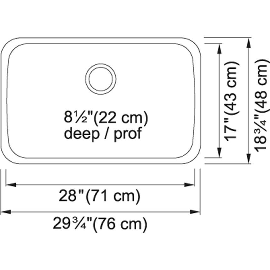 Kindred Reginox 29.75" x 18.75" Stainless Steel 18 Gauge Single Bowl Undermount Kitchen Sink - Renoz