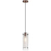 Dainolite 1 Light Pendant, Oil Brushed Bronze Finish, Clear Frosted Glass - Renoz