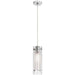 Dainolite 1 Light Pendant, Polished Chrome Finish, Clear Frosted Glass - Renoz