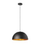 Dainolite 1LT Pendant, Matte Black Exterior, Gold Interior