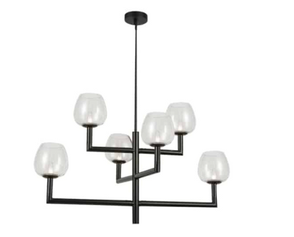 Dainolite 6LT Chandelier in Matte Black