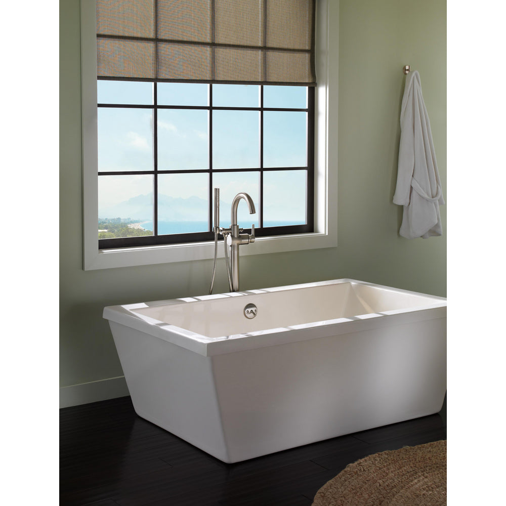 Delta TRINSIC Single Handle Floor Mount Tub Filler Trim with Hand Shower -Stainless Steel (Valves Sold Separately)