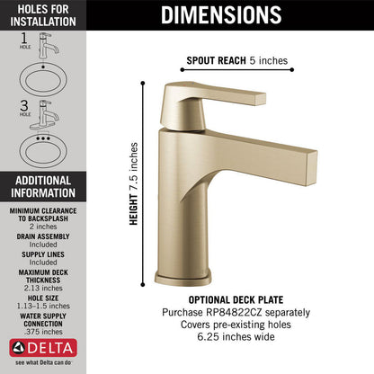 Delta ZURA Single Handle Bathroom Faucet- Champagne Bronze