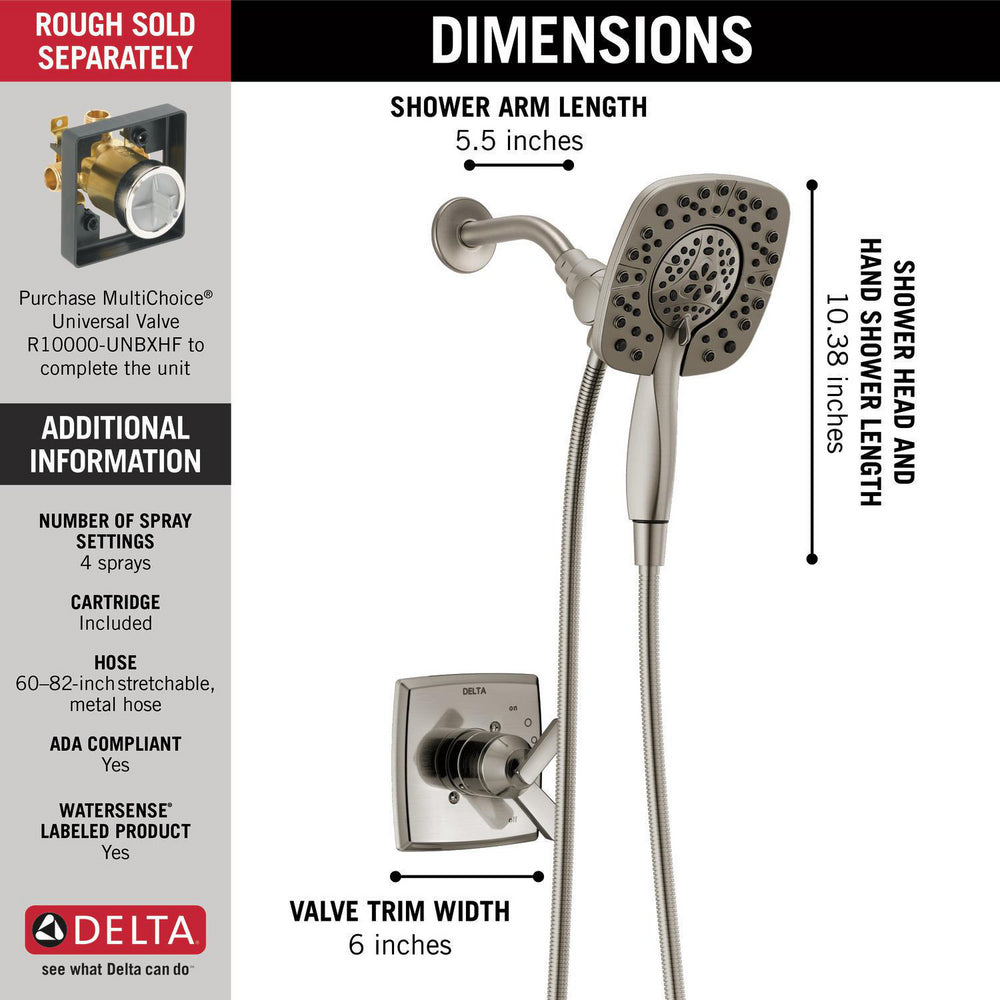 Delta ASHLYN Monitor 17 Series Two-in-One Shower Trim with In2ition -Stainless Steel (Valve Sold Separately)