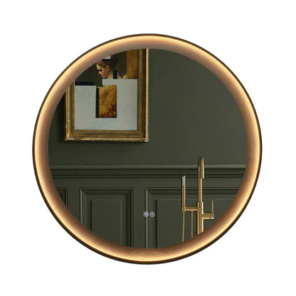 Kodaen Roundy Singtered Stone Bathroom LED Vanity Mirror (Black Blackground) - LEDBMF624BSS