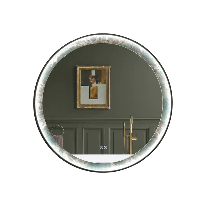 Kodaen Roundy Singtered Stone Bathroom LED Vanity Mirror (Amazon Green Background) LEDBMF624-GSLAB