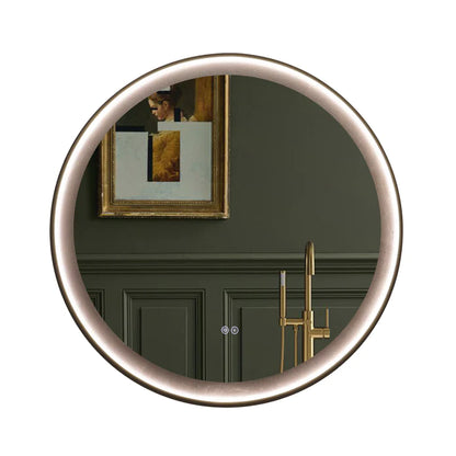 Kodaen Roundy Singtered Stone Miroir de courtoisie LED pour salle de bain (fond noir) - LEDBMF624BSS