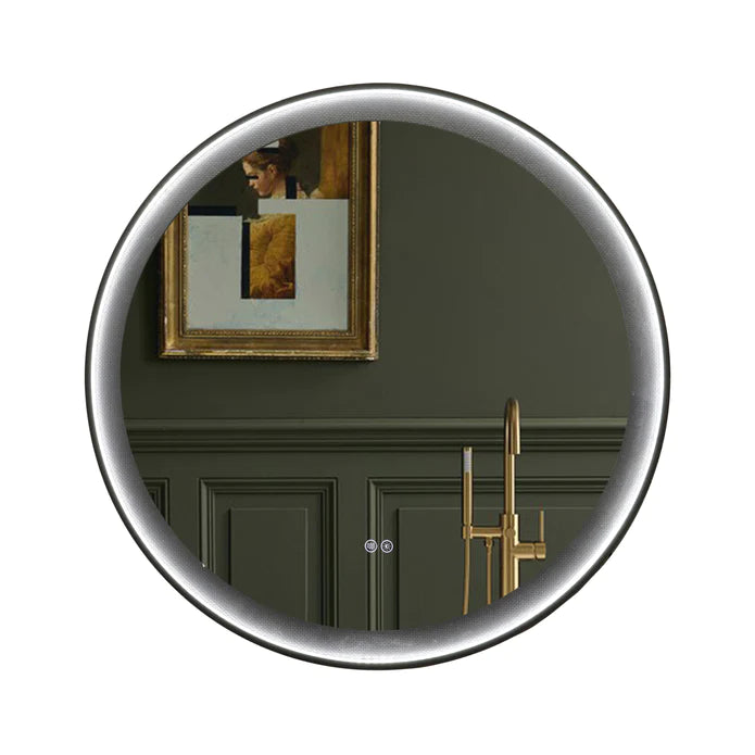 Kodaen Roundy Singtered Stone Miroir de courtoisie LED pour salle de bain (fond noir) - LEDBMF624BSS