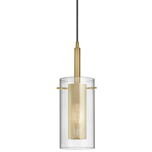 Dainolite 1LT Incandescent Pendant, Aged Brass w/ Clear Glass - Renoz