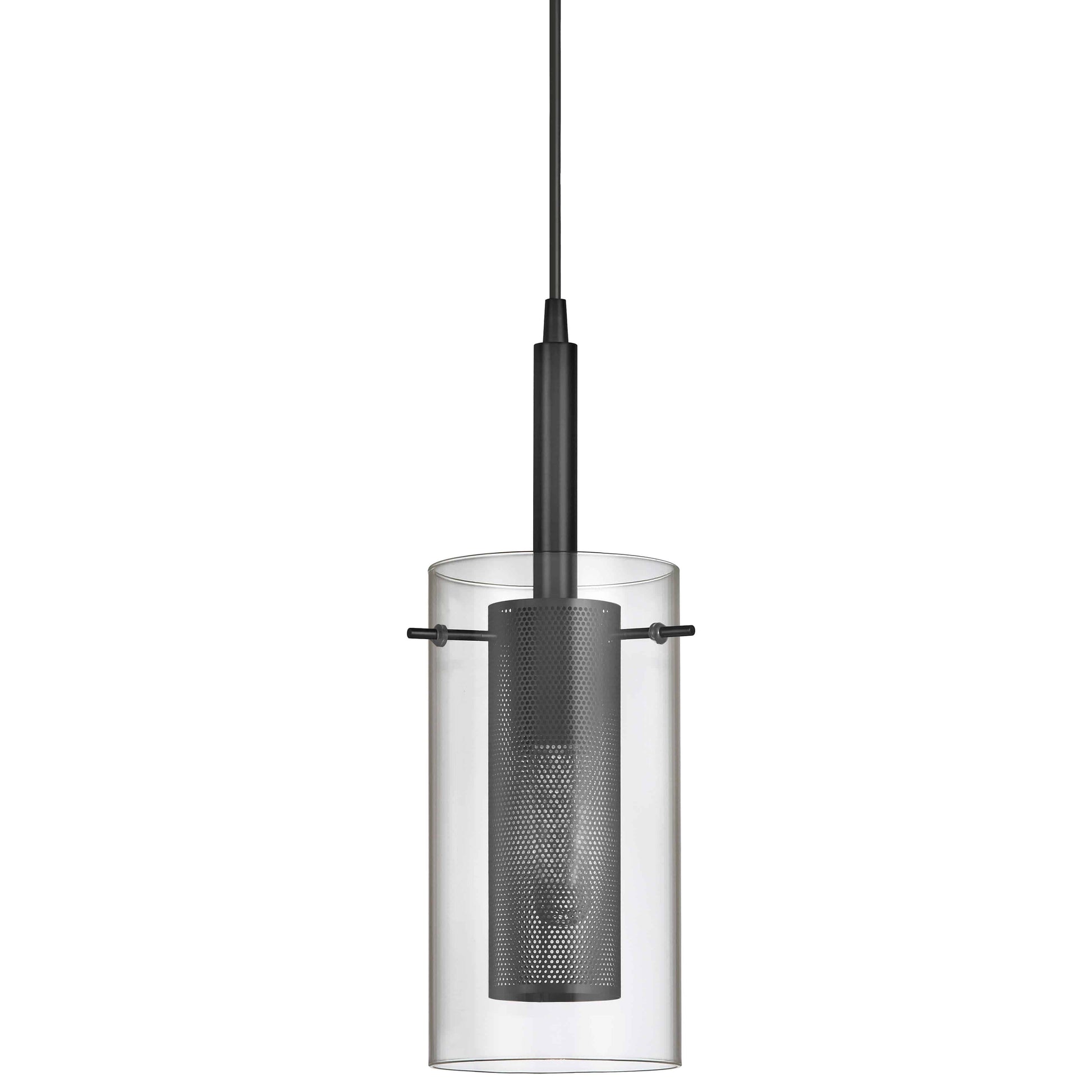 Dainolite 1LT Incandescent Pendant, Matte Black w/ Clear Glass - Renoz