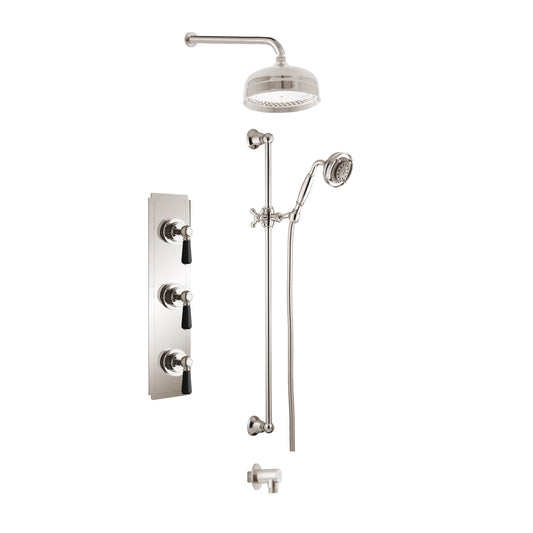 Aquadesign Products Shower Kit (Regent 3712RL) - Polished Nickel w/Black Handle