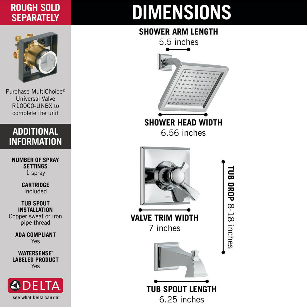 Delta DRYDEN Monitor 17 Series Tub & Shower Trim -Chrome