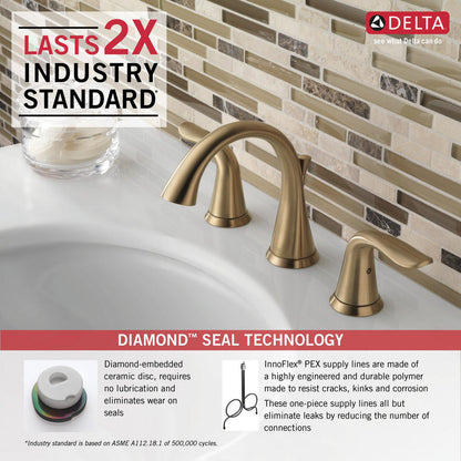 Delta LAHARA Two Handle Widespread 3 Hole Bathroom Faucet- Champagne Bronze